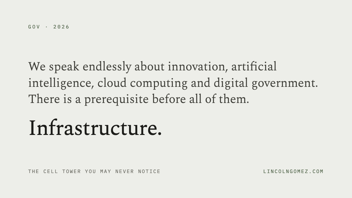 Pull quote: We speak endlessly about innovation, artificial intelligence, cloud computing and digital government. There is a prerequisite before all of them. Infrastructure.