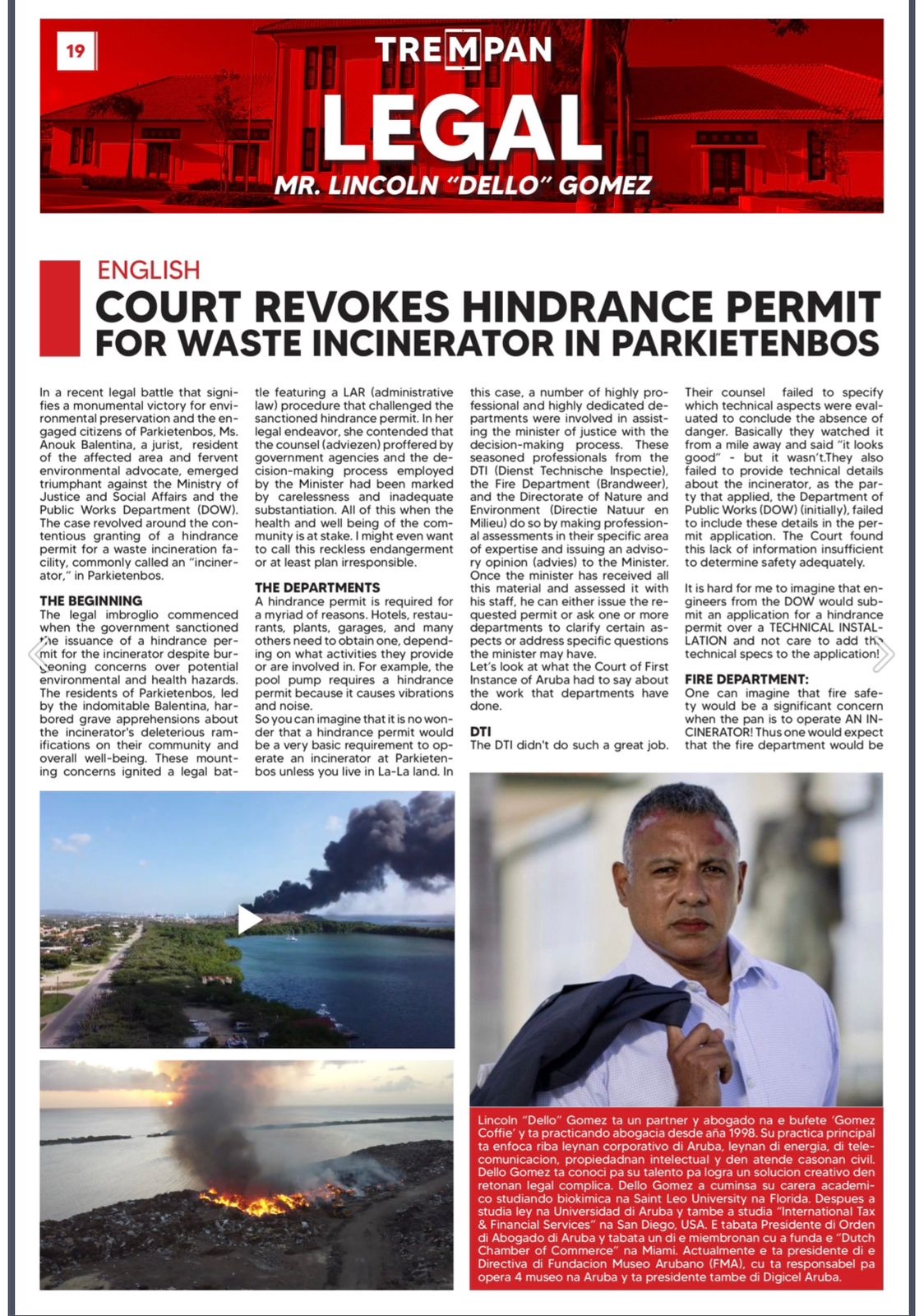Newspaper Legal column headed Court Revokes Hindrance Permit for Waste Incinerator in Parkietenbos