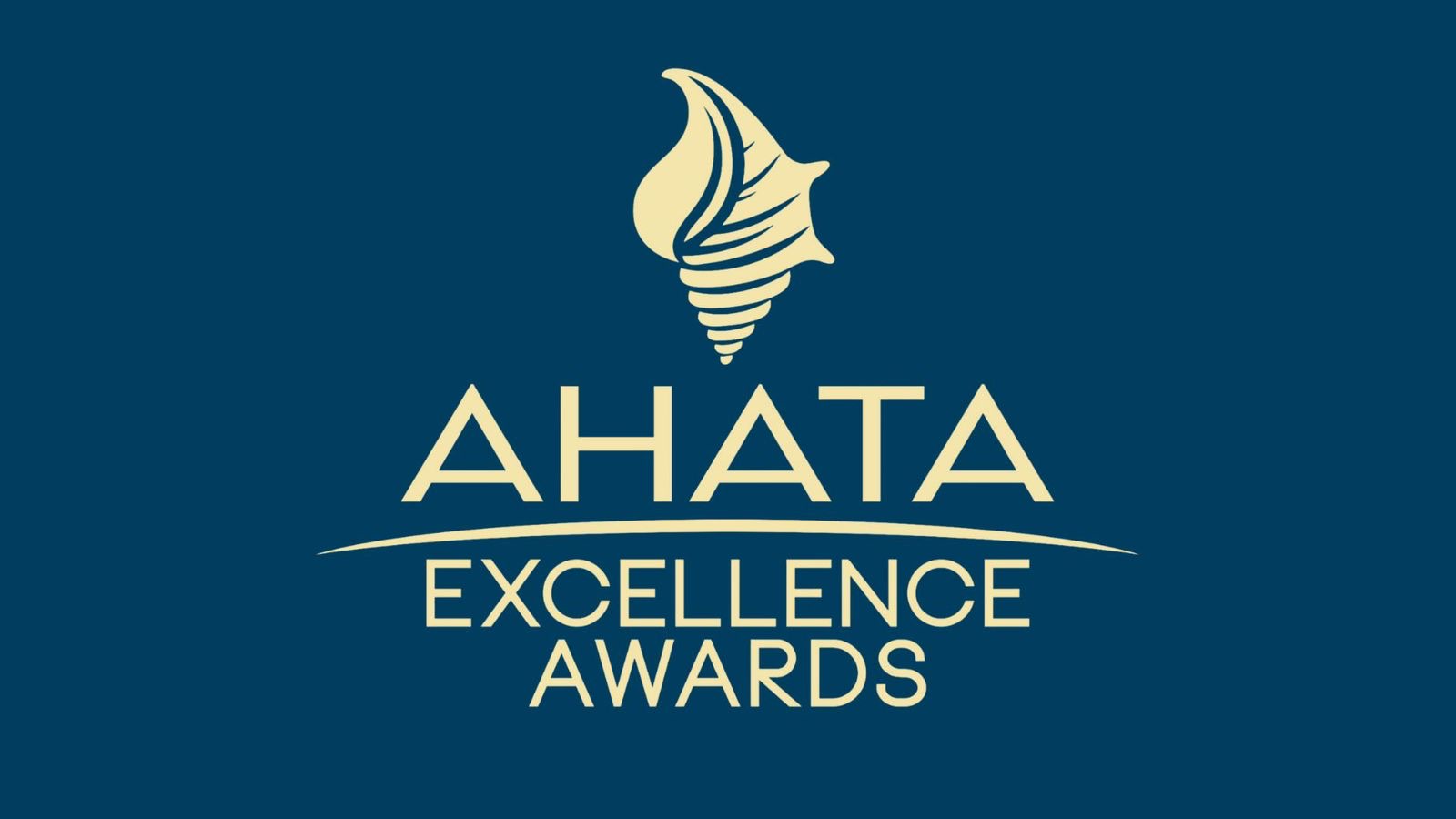 Logo of the AHATA Excellence Awards, with a conch shell device